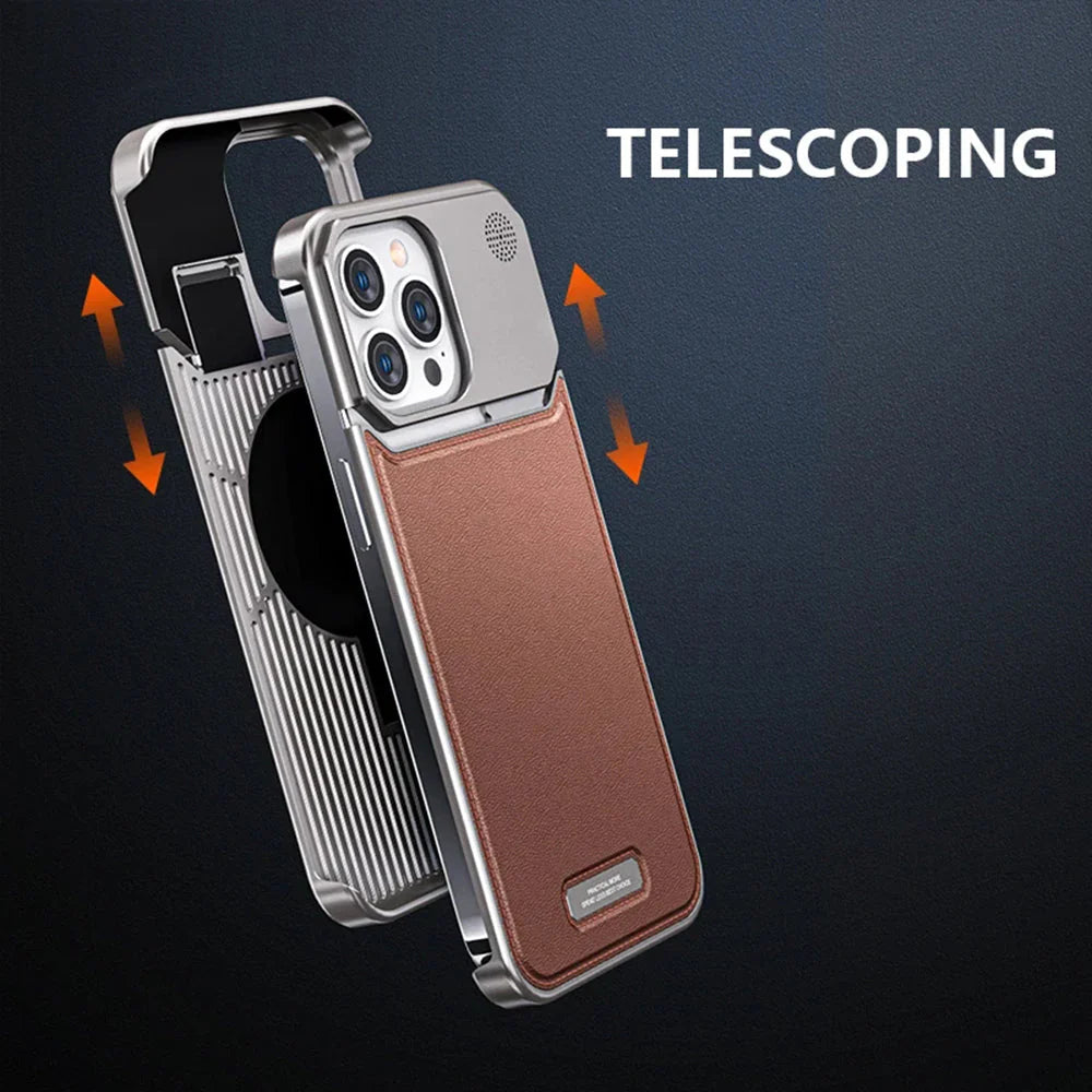 Luxury Leather Metal iPhone Case with magsafe