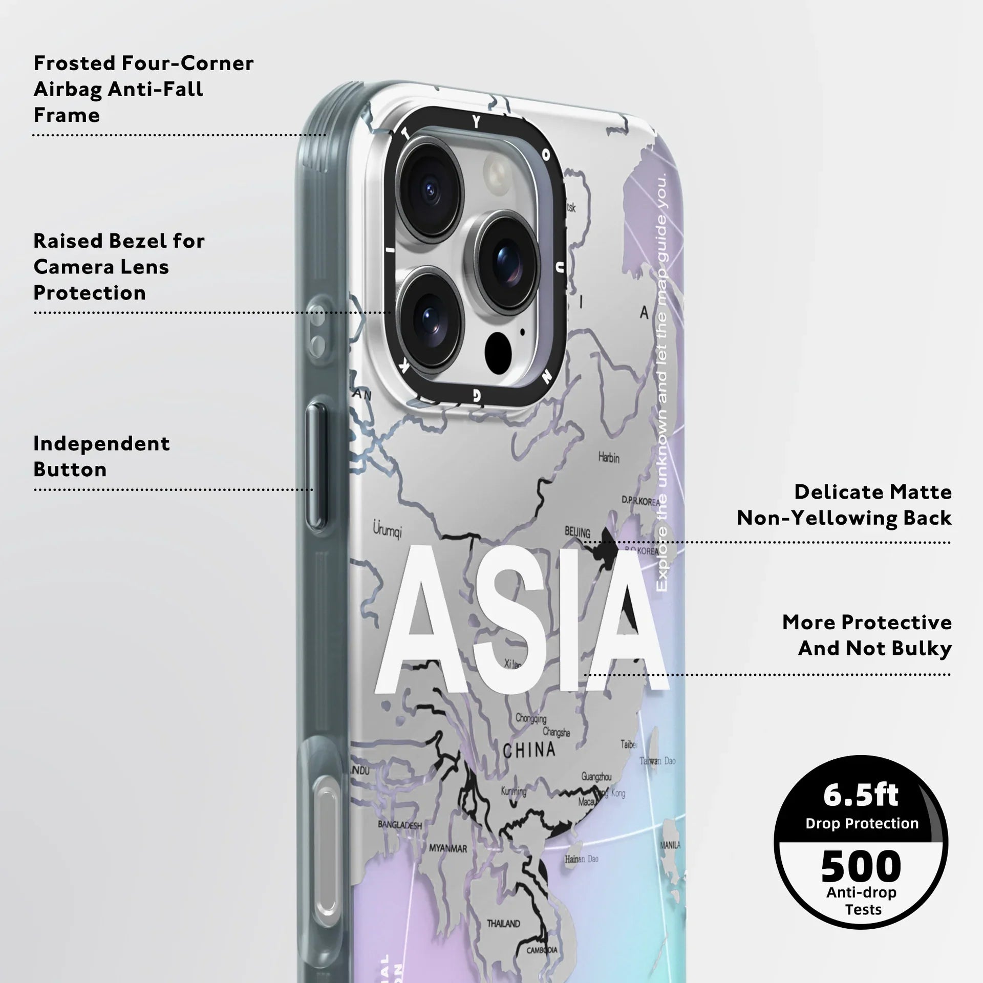 Protective Apple iPhone Back Cover - Youngkit International Series ASIA Designer Matte Finish Case for iPhone 16 Pro - Style 3