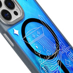 Protective Apple iPhone Back Cover - Playing Cards Luminous Radium Sand Case for iPhone 15 Pro Max (Blue) - Style 3
