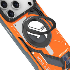 YOUNGKIT Cyberpunk 360° Rotation Ring Stand Case for iPhone 17 Pro (ORANGE)
