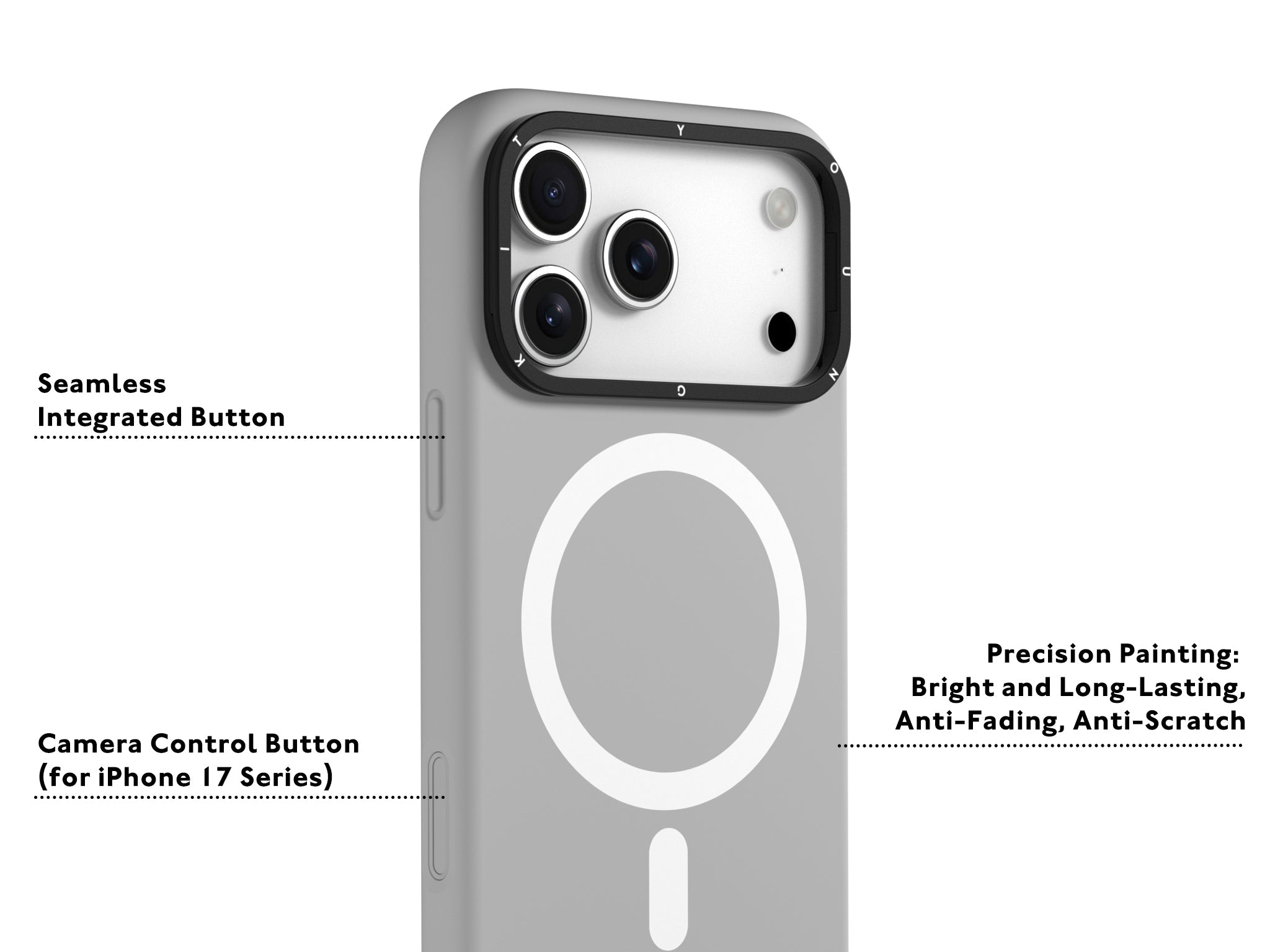 iPhone 17 Pro Max Case | YOUNGKIT Gel Creme Liquid Silicon Camera Stand Series (GREY)