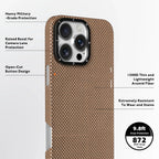 Protective Apple iPhone Back Cover - YOUNGKIT Kevlar 1500D Carbon Fibre Extreme Wing Case for iPhone 16 Pro Max (Desert Titanium) - Style 3