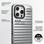 Protective Apple iPhone Back Cover - YOUNGKIT Luggage Series True Colour Case for iPhone 16 Pro Max (Silver) - Style 3