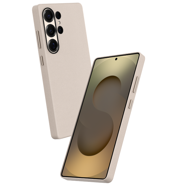Samsung Galaxy S25 Ultra Kzdoo Noble Series Slim Leather Case - Beige Mobile Case by CoverMeUp