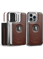 Protective Apple iPhone Back Cover - PULOKA iPhone Electroplated TPU Leather Back Case | Slim Logo Cut Bumper Cover Designed for Apple iPhone  - Brown - Style 3