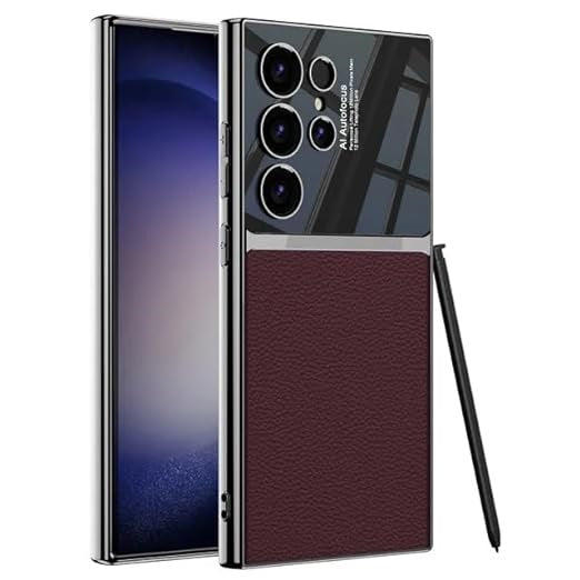 Samsung S24 Ultra Gkk Half Synthetic Leather Electroplating Camera Shing Case Mobile Case by CoverMeUp - Style 3