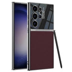 Samsung S24 Ultra Gkk Half Synthetic Leather Electroplating Camera Shing Case Mobile Case by CoverMeUp - Style 12