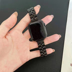 Ultra Luxury Stainless Steel Metal Chain Strap Replacement Band Strap Smart Watch Strap (Black)