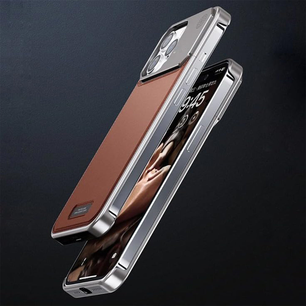 Luxury Leather Metal iPhone Case with magsafe