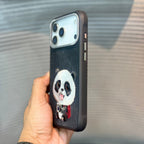 Protective Apple iPhone Back Cover - StitchPals Panda Embroidered iPhone 17 Pro Case - Style 3