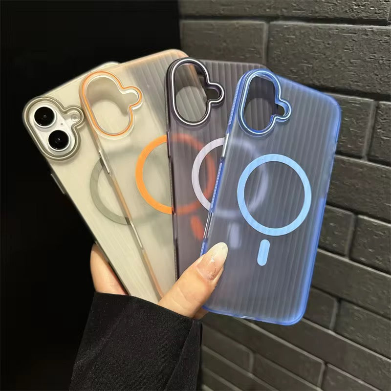 Protective Apple iPhone Back Cover - Slim Fit Hard MagSafe iPhone Case with Embossed Stripes - Style 2