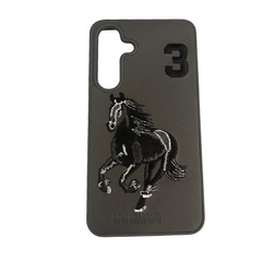 Embroided Horse Leather Back Case Compatible with Samsung Galaxy S24 and S24 Ultra Boris Series