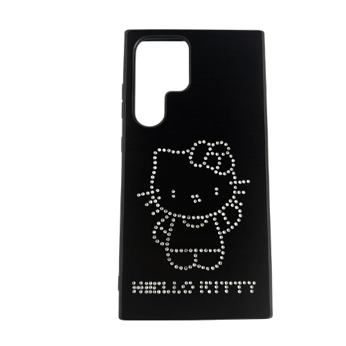 Rhinestone Velvet Back Case for Samsung Galaxy S23 & S24 Ultra Black