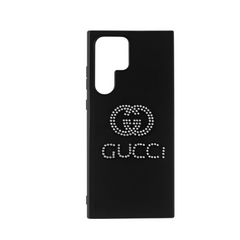 Rhinestone Velvet Back Case for Samsung Galaxy S23 & S24 Ultra Black