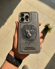 Pure Leather Lion Case with Inside Cloth for iPhone 16