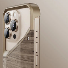 Hybrid Wooden Metal New Design Case For iPhone 16 Pro (Desert Titanium)