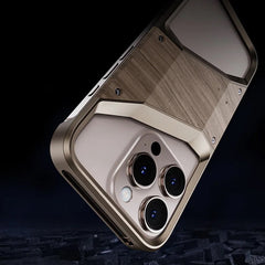 Hybrid Wooden Metal New Design Case For iPhone 16 Pro (Desert Titanium)