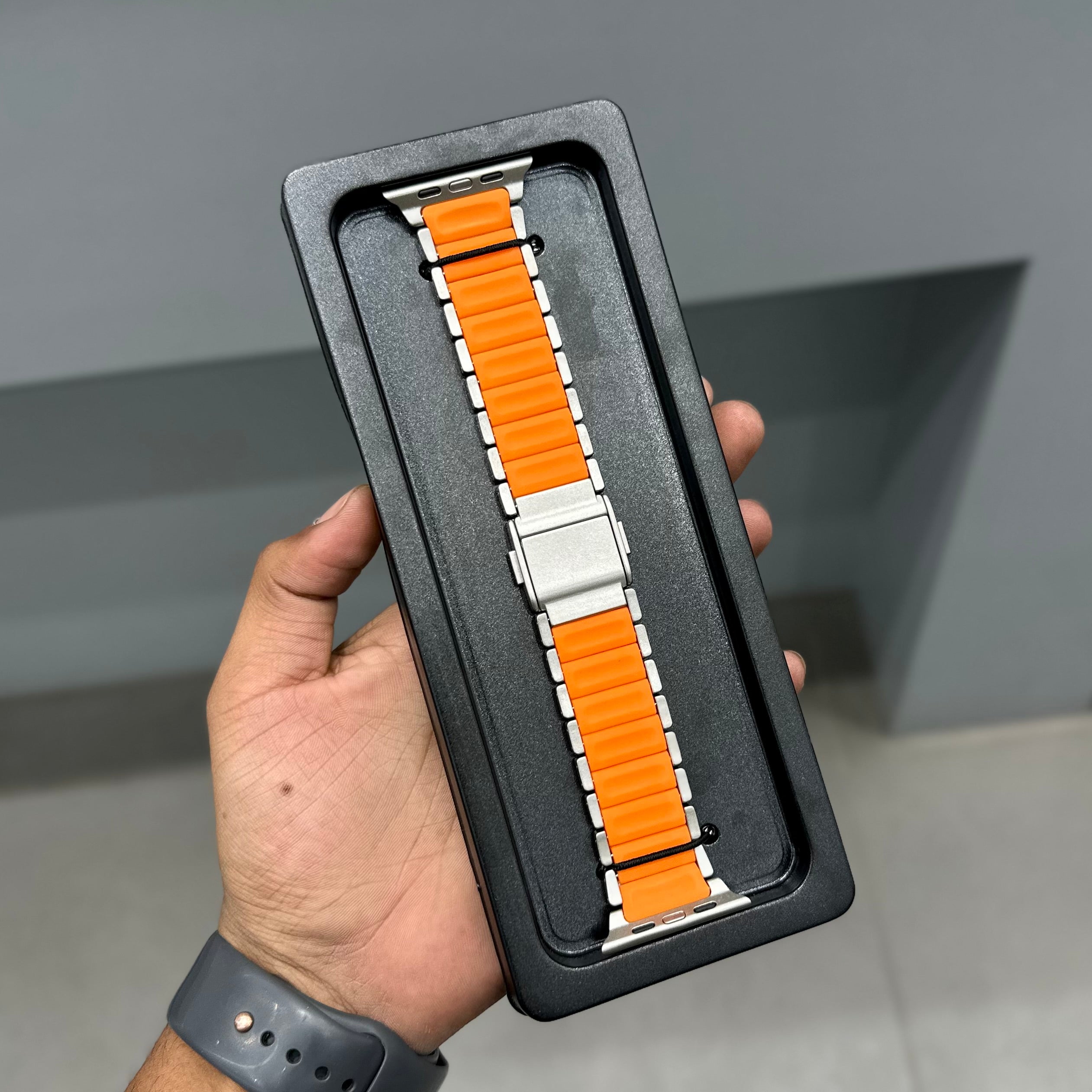 VORT EX METAL LINK STRAP - GREY ORANGE ( No. 3417 ) Mobile Case by CoverMeUp - Style 2
