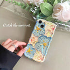 Protective Apple iPhone Back Cover - Electroplated Bluray Floral Designer Case for iPhone 15 Pro (Light Blue) - Style 2