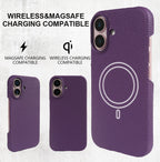 Luxury Real Leather Phone Case with MagSafe (Lychee Pattern) Mobile Case by CoverMeUp - Style 36