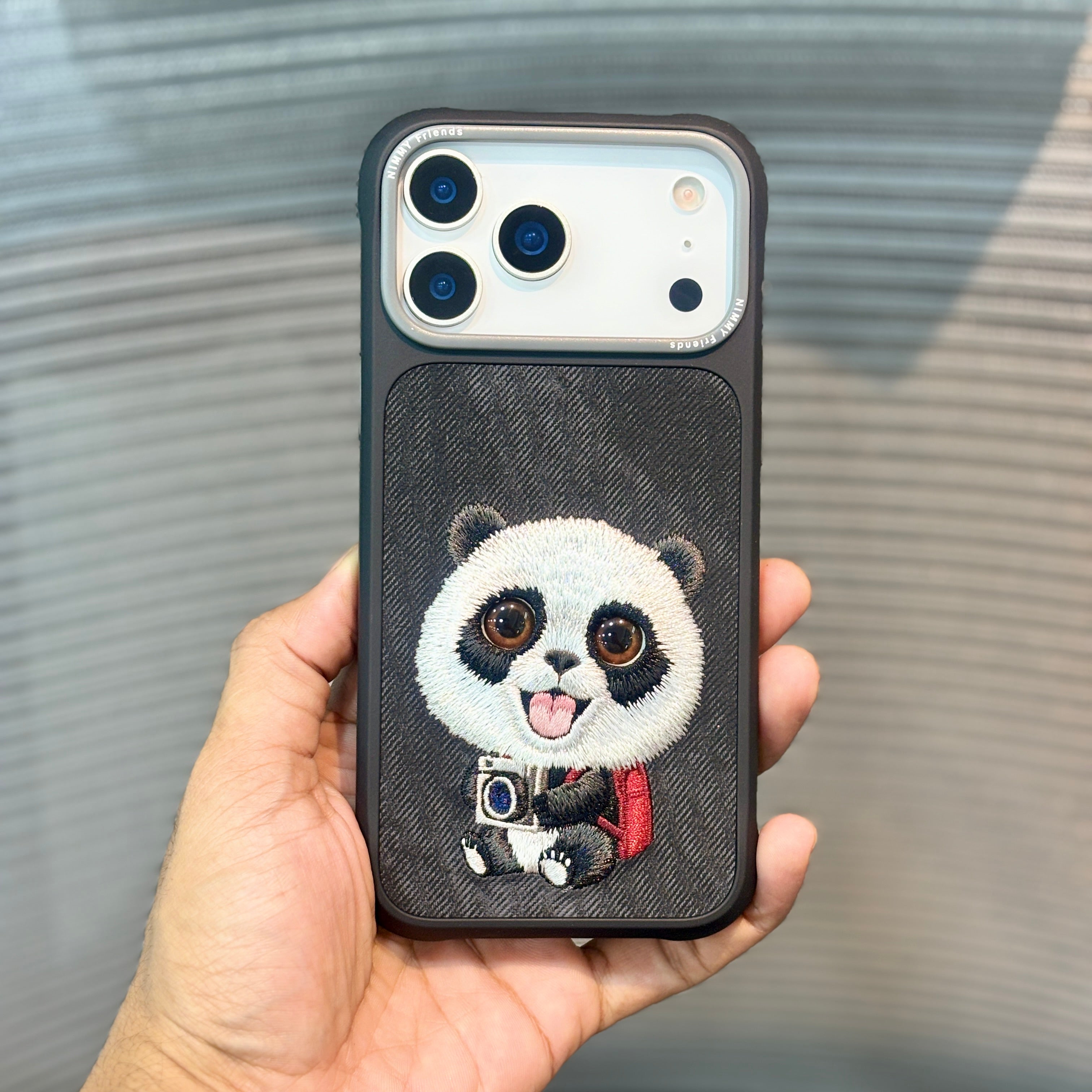 Protective Apple iPhone Back Cover - StitchPals Panda Embroidered iPhone 17 Pro Case