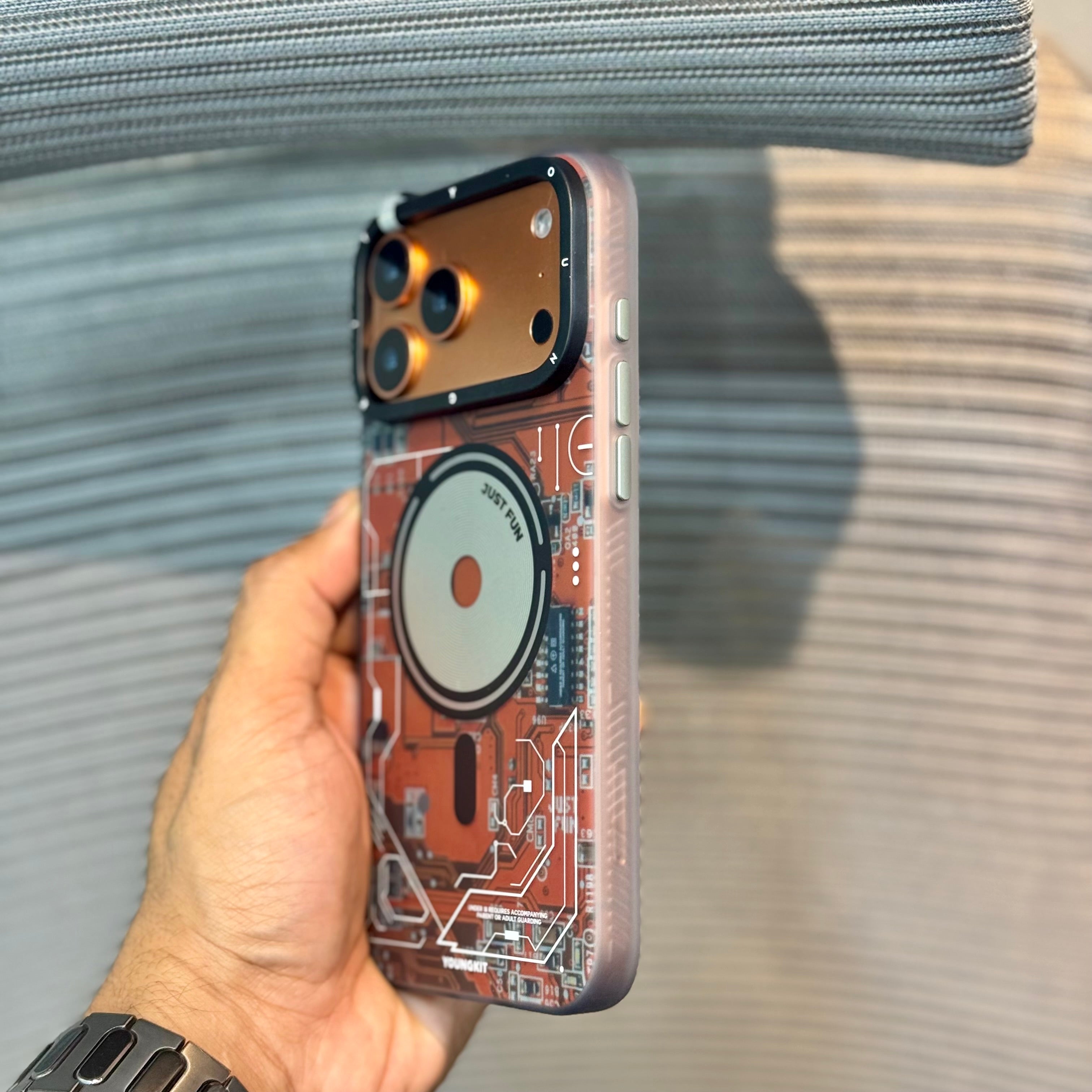 Protective Apple iPhone Back Cover - Orange TechSeries MagSafe iPhone 17 Pro Max Case - Style 3