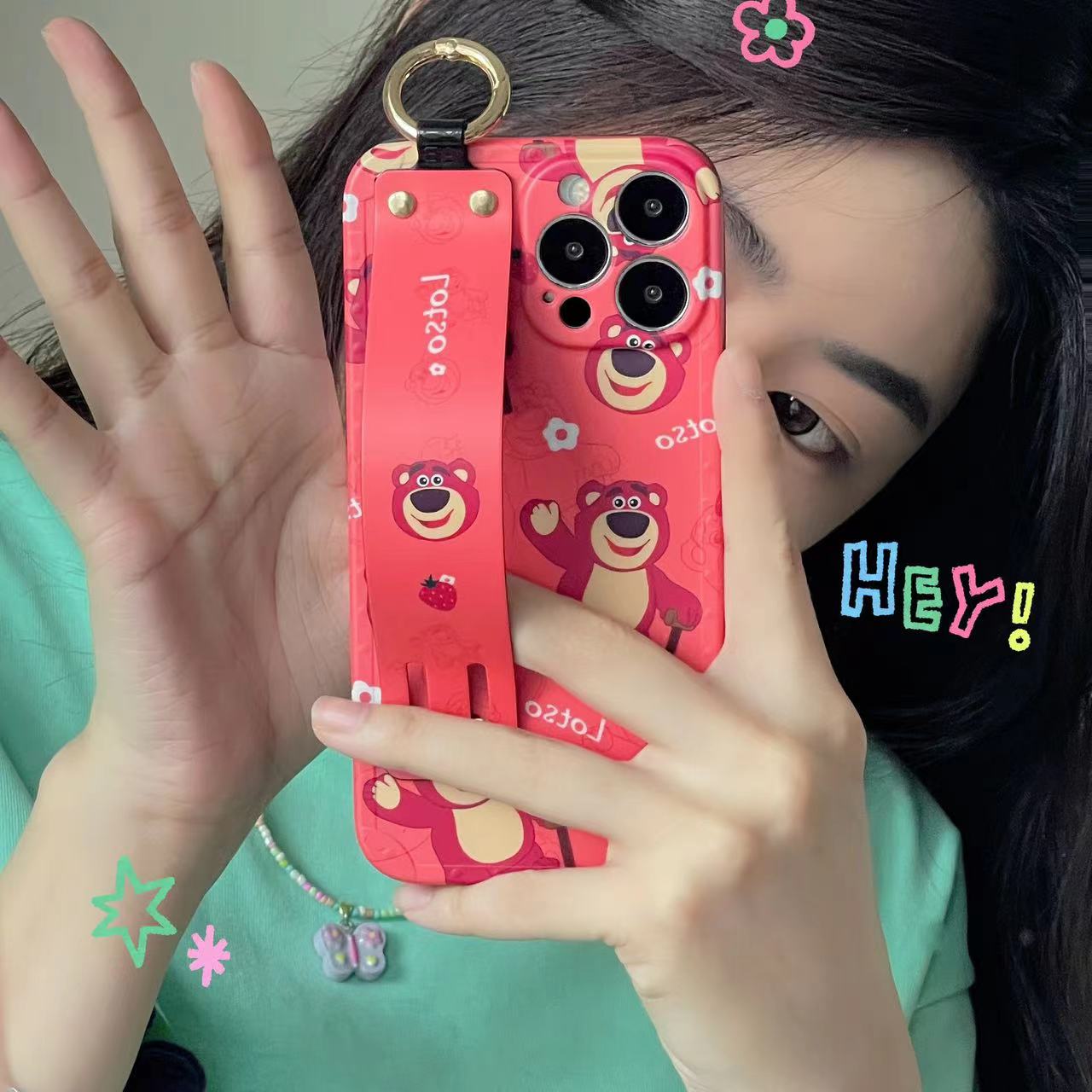 Cartoon Designer Silicon Strap Holder Case for iPhone  14 Pro