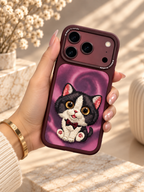 Nimmy Designer Case for iPhone 17/18 Pro & Pro Max - iPhone 17 Pro Max / 18 Pro Max - Burgundy Cat