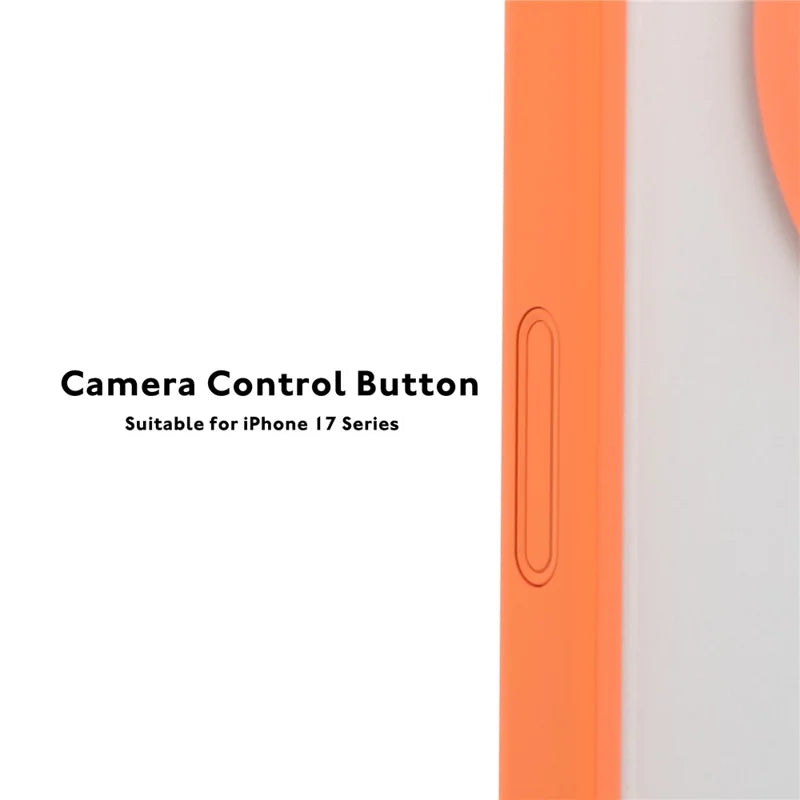 YOUNGKIT Clear Series Frosted Magsafe Shockproof TPU PC Phone Back Cover for iPhone 17 ProMax / 18 Pro Max - Orange