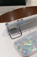 Protective Apple iPhone Back Cover - Holographic Shimmer Camera Ring and Stand Case for iPhone - Style 2