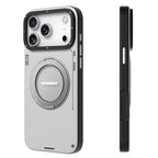 YOUNGKIT Rotating Magsafe Stand Shockproof TPU + PU Leather Phone Back Cover for iPhone 17 ProMax / 18 Pro Max - GREY