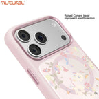 Silicon Protective Magsafe Floral Design Case for iPhone 17 Pro Max (Pink)