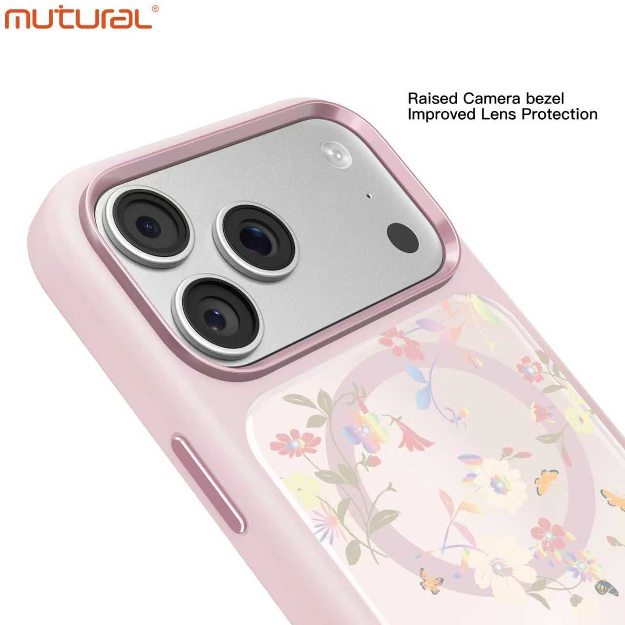 Silicon Protective Magsafe Floral Design Case for iPhone 17 Pro (Pink)