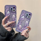Protective Apple iPhone Back Cover - Rabbit Purple Holder Stand Semi-Transparent iPhone Case - Style 10
