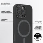 Protective Apple iPhone Back Cover - YOUNGKIT Cream Silicone Stand Case for iPhone 16 Pro Max (Black) - Style 3