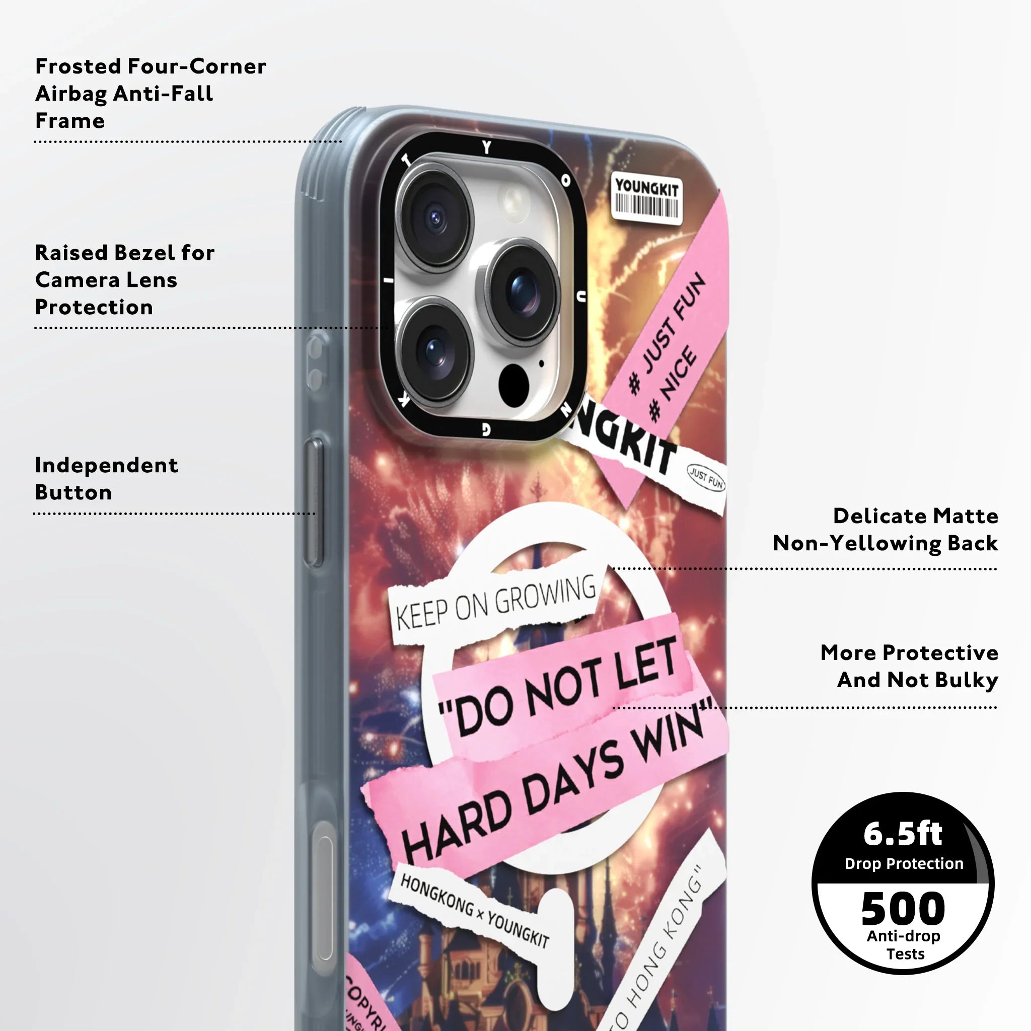 Protective Apple iPhone Back Cover - YOUNGKIT City Series Where Urban Vibes Stick City Lights Case for iPhone 16 Pro - Style 4
