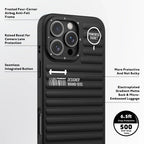 Protective Apple iPhone Back Cover - YOUNGKIT Luggage Series True Colour Case for iPhone 16 Pro (Black) - Style 3