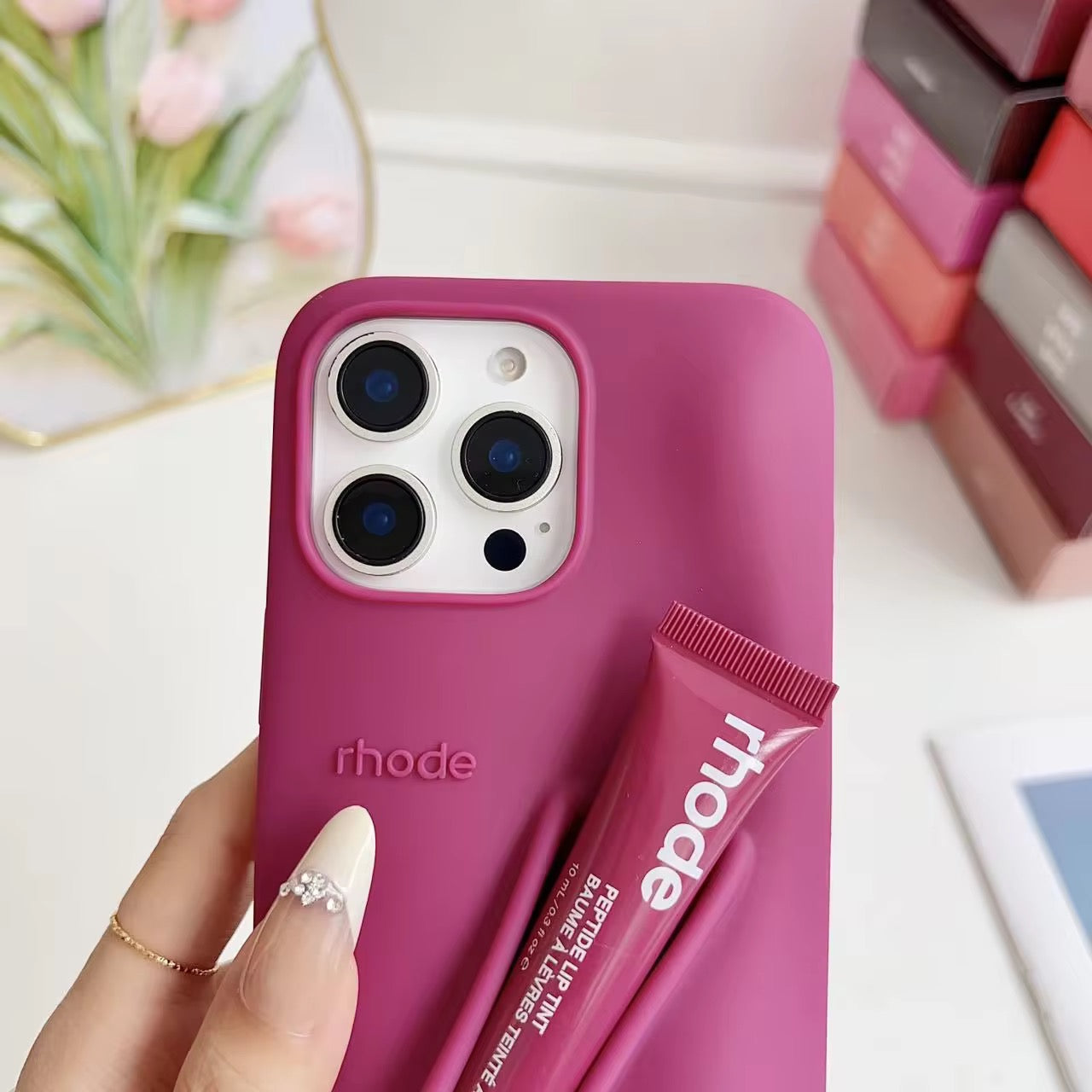 Protective Apple iPhone Back Cover - 3D Silicone iPhone Lip Case with Lip Tint - Style 2