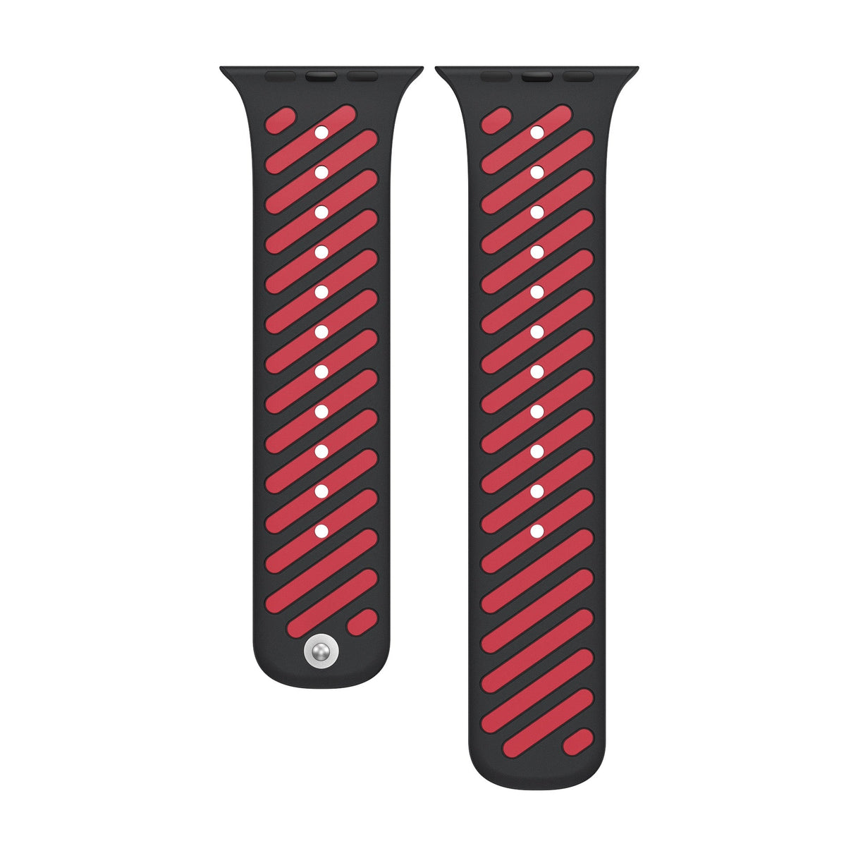 Double Colour Striped Magnetic Silicon Watch Band 44/45/46mm & 49mm (Red/Black)