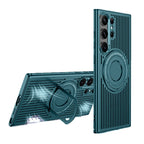 Samsung Galaxy S24 Ultra Magnetic Stand Hard Shell Cooling Case - Green Mobile Case by CoverMeUp