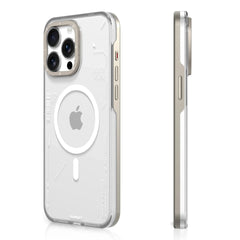 YOUNGKIT Crystal Anti Yellowing Transparent Case with Thin Metal Front Bumper Case for iPhone 16 Pro (Transparent + Natural Titanium)