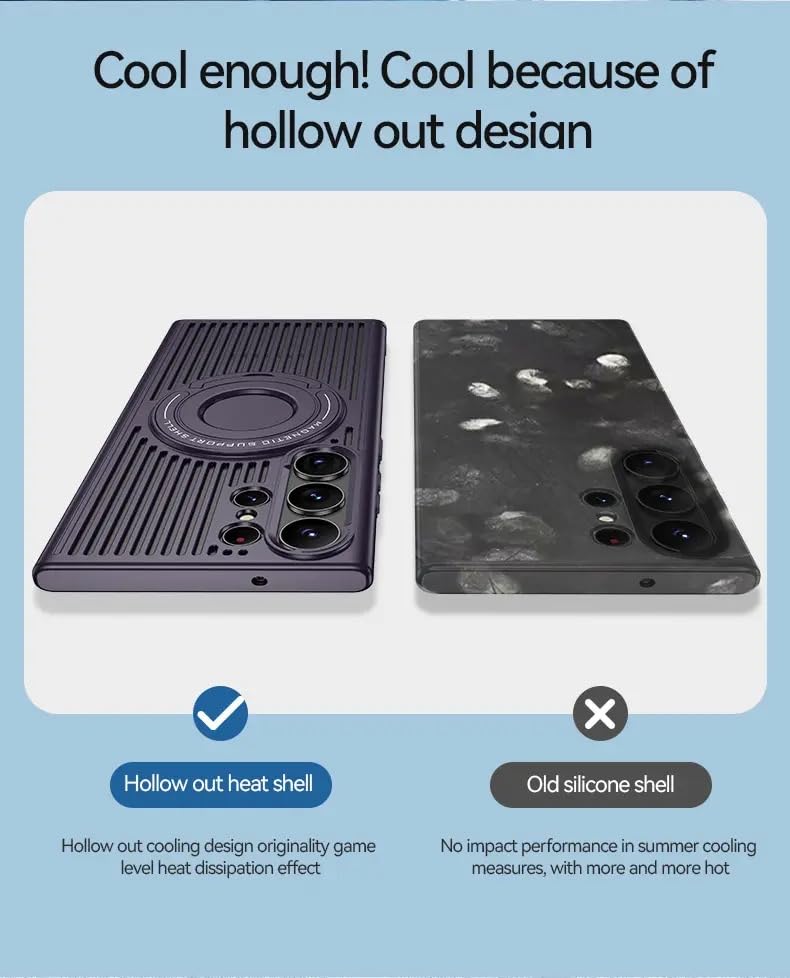 Samsung Galaxy S24 Ultra Magnetic Stand Hard Shell Cooling Case -Black Mobile Case by CoverMeUp - Style 6