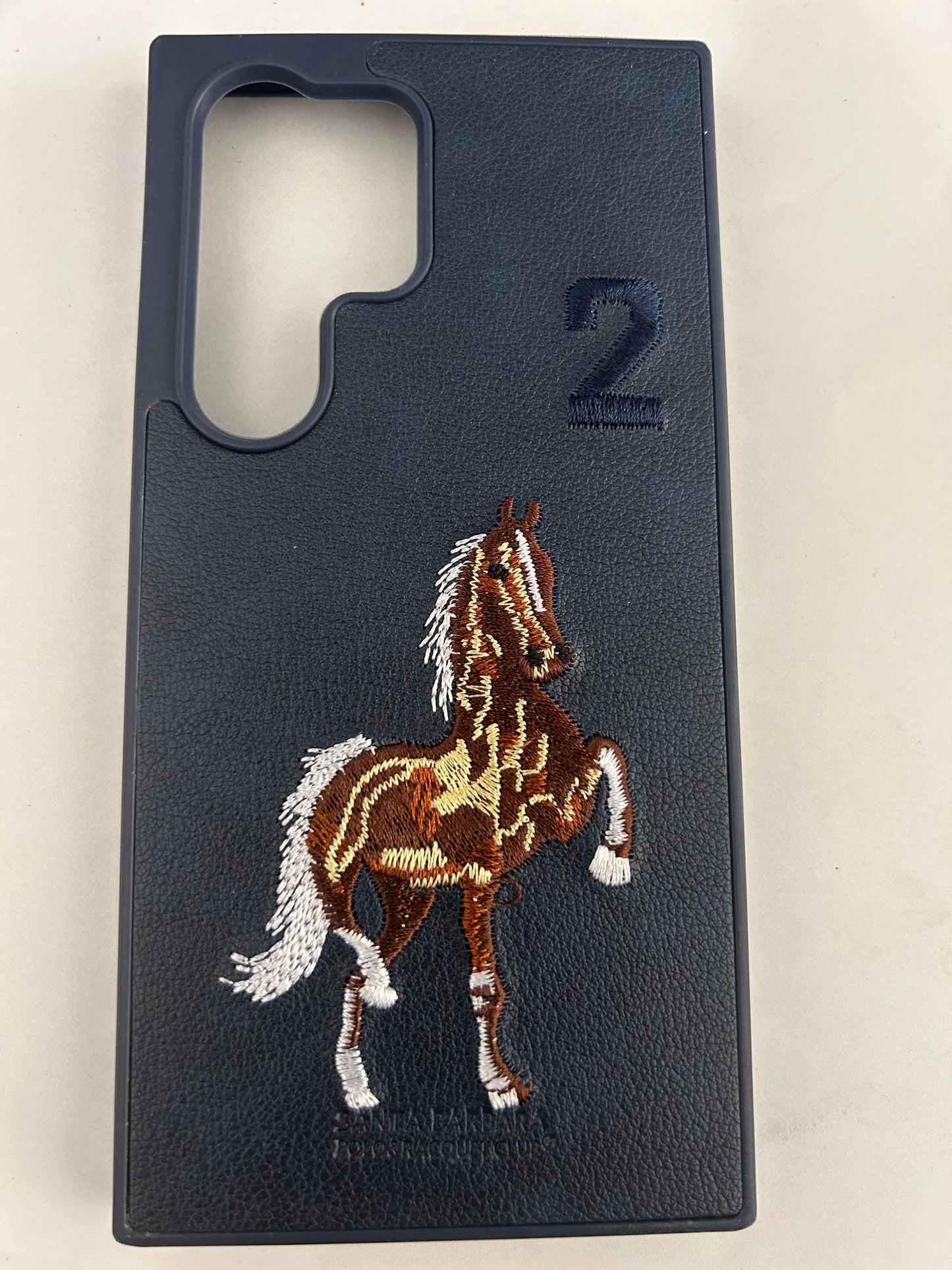 Embroided Horse Leather Back Case Compatible with Samsung Galaxy S24 and S24 Ultra Boris Series