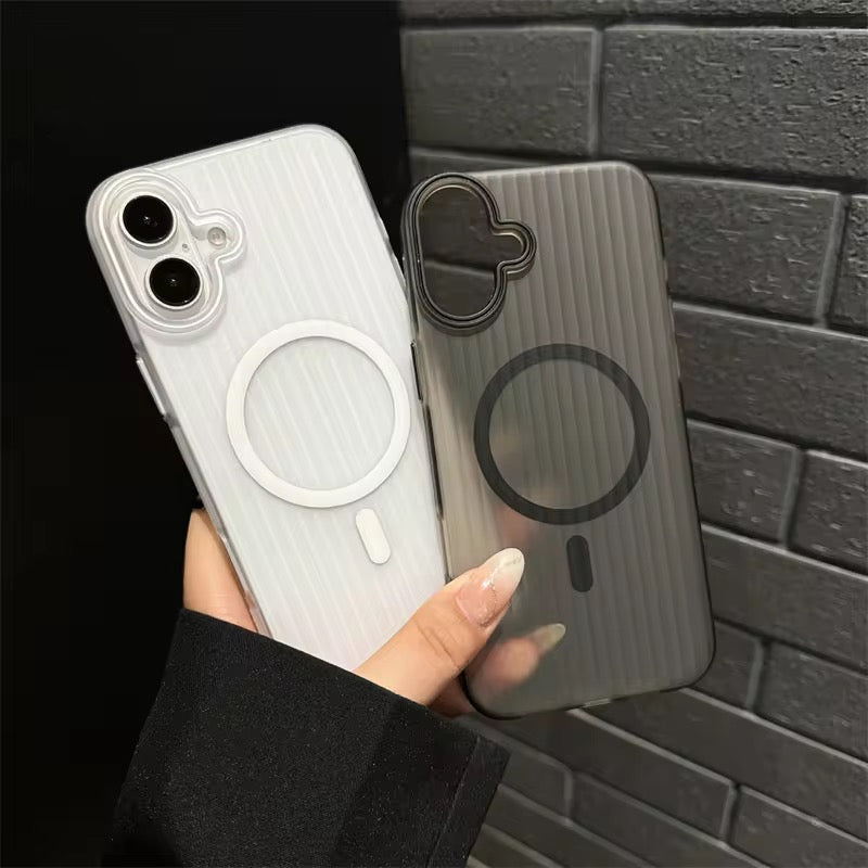Protective Apple iPhone Back Cover - Slim Fit Hard MagSafe iPhone Case with Embossed Stripes - Style 8