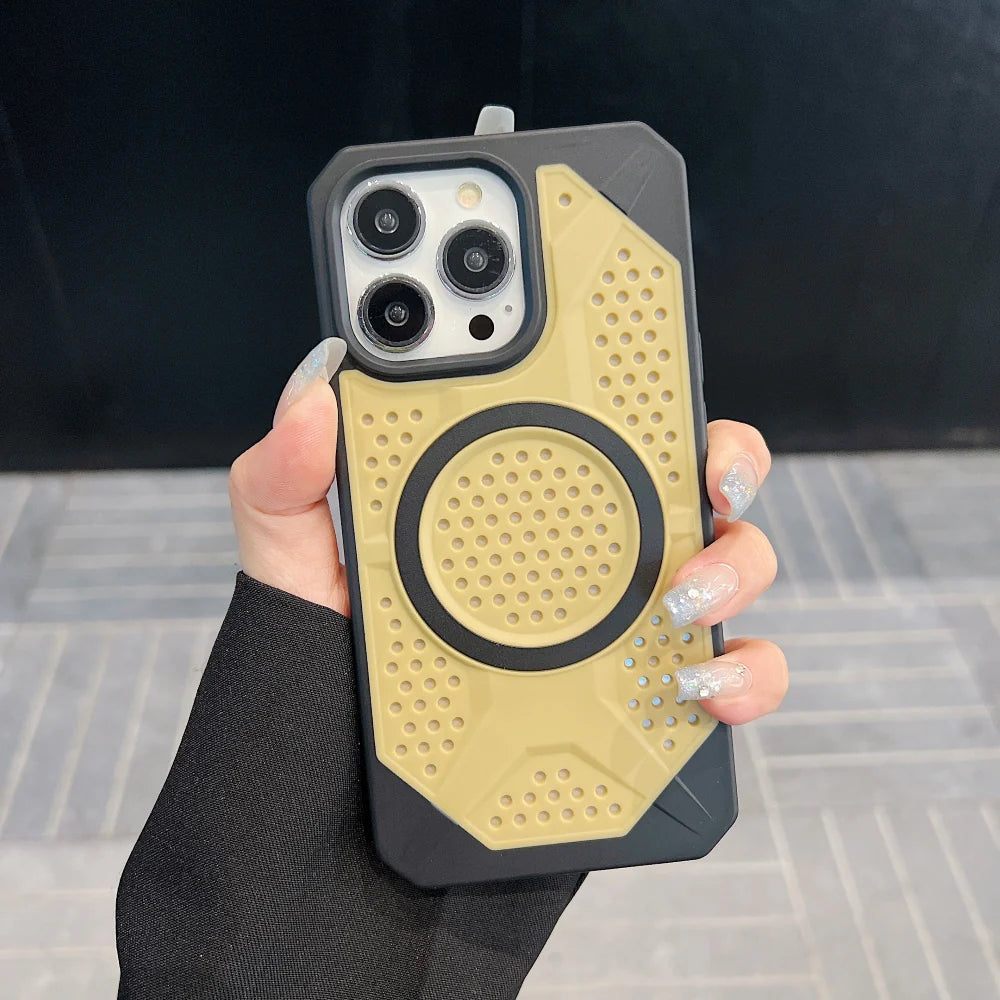 Protective Apple iPhone Back Cover - Heat Dissipation Hole Cooling Down Magsafe Phone Case for iPhone - Style 9