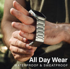 Titanium Apple Watch Metal Chain for 44/45/46mm &49mm (Ultra) (Natural Titanium) Mobile Case by CoverMeUp - Style 6