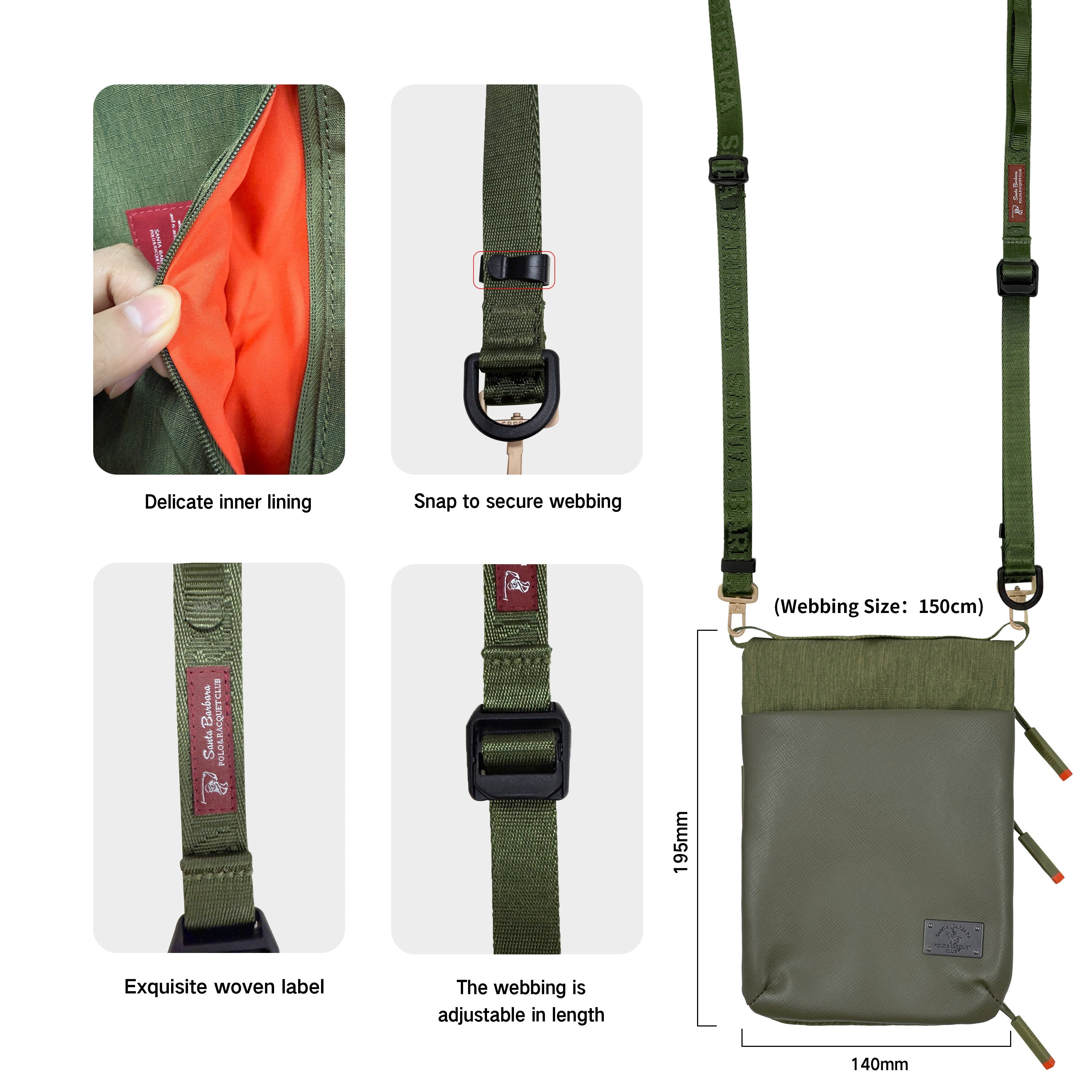 Santa Barbara Polo Morgan Series Cross Body Mobile Phone Bag (Green)