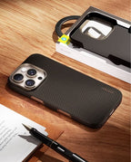 Protective Apple iPhone Back Cover - Premium Carbon Fiber MagSafe iPhone Case - Style 7