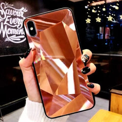 3D Diamond Mirror Glass Case For iPhone XSMax