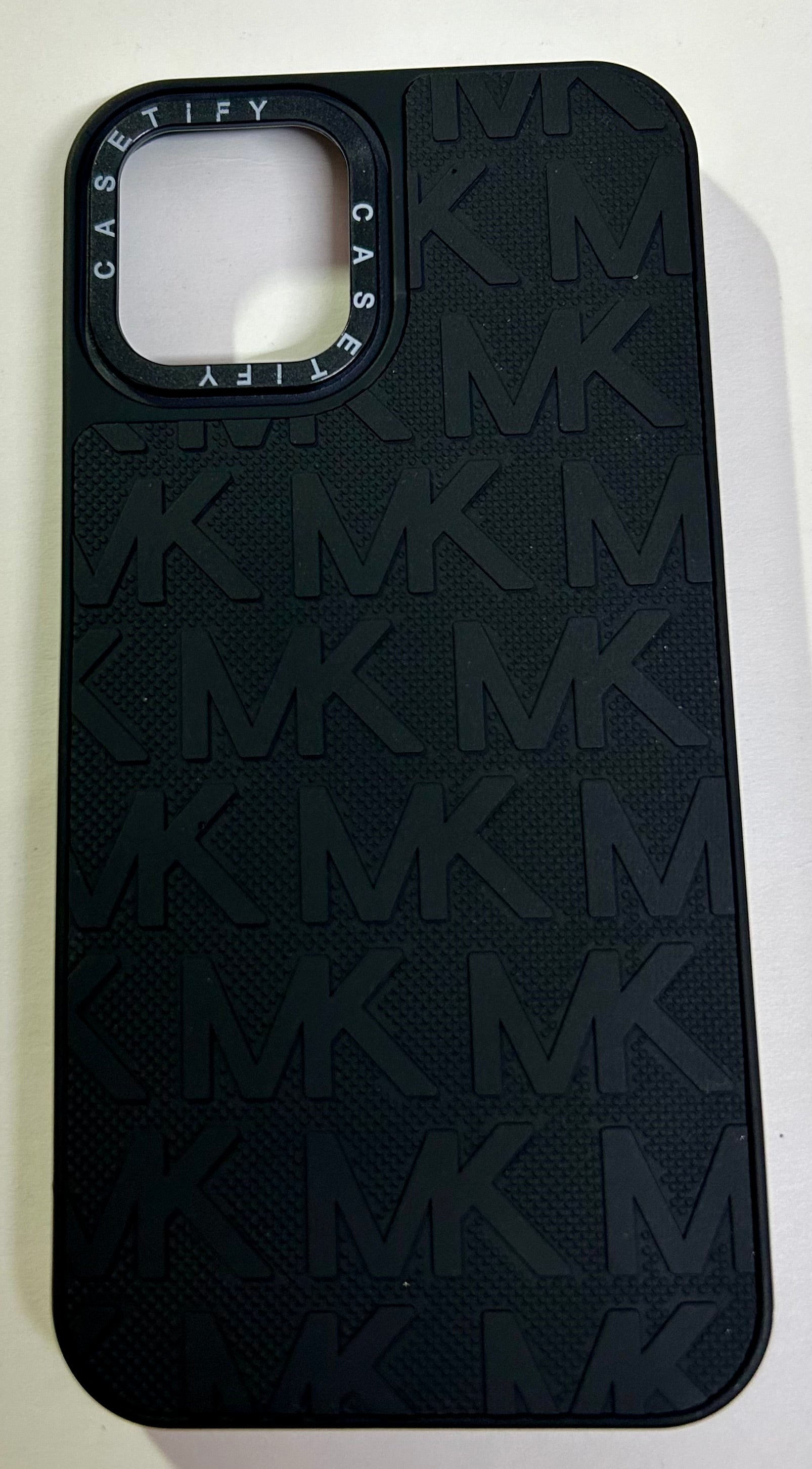 3D Silicon Embossed Fashion brand MK Logo Design for iPhone series Black Color